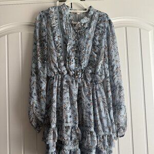 Chelsea & Violet Blue-Grey Floral Mini Dress – Size Medium